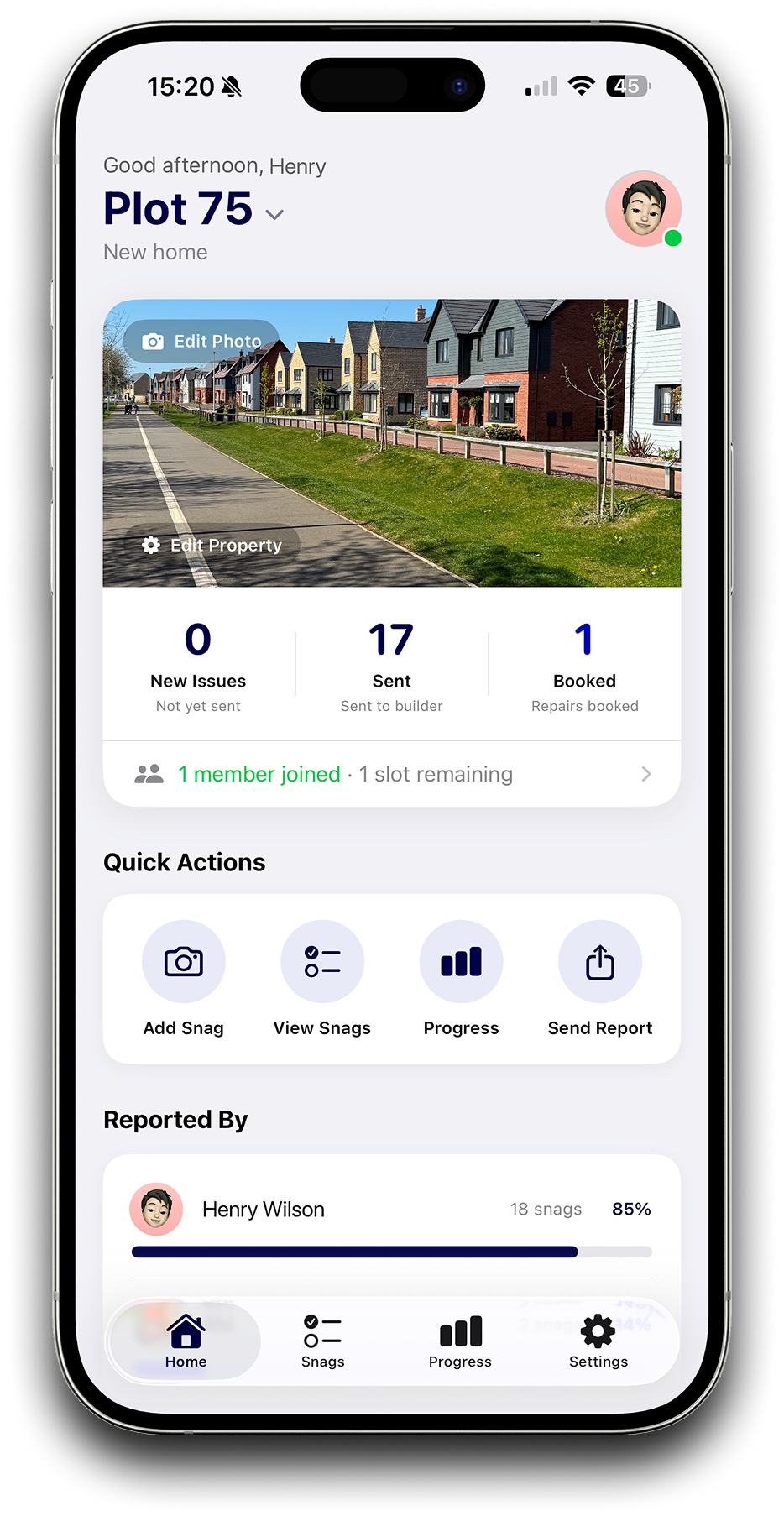 SnagNote app screenshot